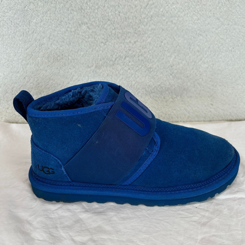 UGG Neumel Blue Suede Shearling Elastic Strap Boots‎ Mens 7 - Picture 6 of 15